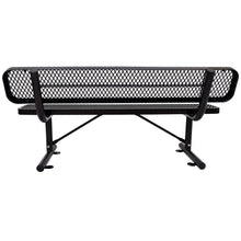 Load image into Gallery viewer, 6 ft. Outdoor Steel Bench with Backrest BLACK