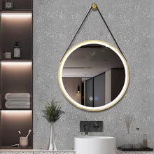 Load image into Gallery viewer, 32 Inch Golden Round Frame with Lamp Hanging Bathroom Mirror