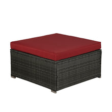 Load image into Gallery viewer, Beefurni Outdoor Garden Patio Furniture 4-Piece Gray PE Rattan Wicker Sectional Red Cushioned Sofa Sets with 1 Beige Pillow