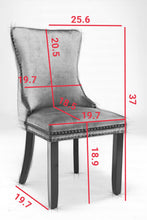 Load image into Gallery viewer, A&A Furniture,Upholstered Wing-Back Dining Chair with Backstitching Nailhead Trim and Solid Wood Legs,Set of 2, Gold