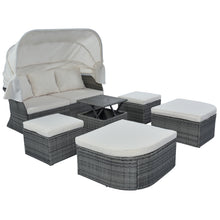 Load image into Gallery viewer, U_STYLE Outdoor Patio Furniture Set Daybed Sunbed with Retractable Canopy Conversation Set Wicker Furniture Sofa Set