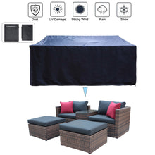 Load image into Gallery viewer, 10 Pieces Outdoor Patio Garden Brown Wicker Sectional Conversation Sofa Set with Black Cushions and Red Pillows,w/ Furniture Protection Cover