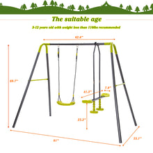 Load image into Gallery viewer, 2 in 1 Metal Swing Set for Backyard, Heavy Duty A-Frame, Height Adjustment