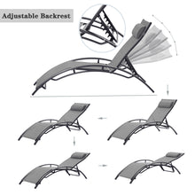 Load image into Gallery viewer, 2 PCS Set Chaise Lounge Outdoor Lounge Chair Lounger Recliner Chair For Patio Lawn Beach Pool Side Sunbathing