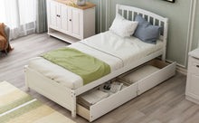 Load image into Gallery viewer, Twin Platform Storage Bed Wood Bed Frame with Two Drawers and Headboard, White (Previous SKU: SF000062KAA)