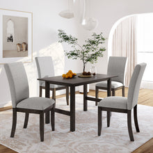 Load image into Gallery viewer, TOPMAX Farmhouse 5-Piece Wood Dining Table Set for 4, Kitchen Furniture Set with 4 Upholstered Dining Chairs for Small Places, Gray Table+Gray Chair