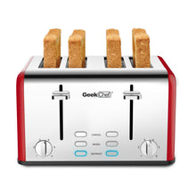 Load image into Gallery viewer, 4 Slice toaster, Best Rated Prime Retro Bagel Toaster with 6 Bread Shade Settings, 4 Extra Wide Slots, Defrost/Bagel/Cancel Function, Removable Crumb Tray, Stainless Steel Toaster(NO AMAZON sale)
