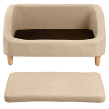 Load image into Gallery viewer, 32" Beige Pet Sofa, Dog Sofa, Cat sofa, Cat Bed, Pet Bed, Dog Bed, Cat Bed, rectangle sofa with movable cushion, with wood style foot