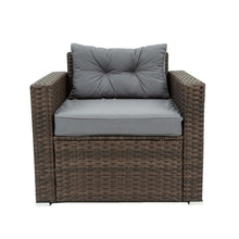 Load image into Gallery viewer, 6 Piece Patio Rattan Wicker Outdoor Furniture Conversation Sofa Set with Removeable Cushions and Temper glass TableTop