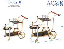 Load image into Gallery viewer, ACME Lacy Serving Cart, Gold Plated, Cherry Wood & Black Glass 98006