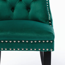 Load image into Gallery viewer, A&A Furniture,Nikki Collection Modern, High-end Tufted Solid Wood Contemporary Velvet Upholstered Dining Chair with Wood Legs Nailhead Trim, Set of 2,Green