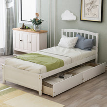 Load image into Gallery viewer, Twin Platform Storage Bed Wood Bed Frame with Two Drawers and Headboard, White (Previous SKU: SF000062KAA)
