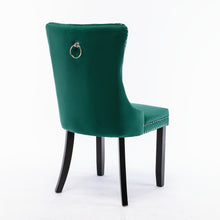 Load image into Gallery viewer, A&A Furniture,Nikki Collection Modern, High-end Tufted Solid Wood Contemporary Velvet Upholstered Dining Chair with Wood Legs Nailhead Trim, Set of 2,Green