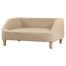 Load image into Gallery viewer, 32" Beige Pet Sofa, Dog Sofa, Cat sofa, Cat Bed, Pet Bed, Dog Bed, Cat Bed, rectangle sofa with movable cushion, with wood style foot