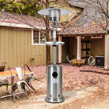 Load image into Gallery viewer, 46000BTU Propane Stainless Steel Mushroom Outdoor Patio Heater, with Two Smooth-rolling Wheels,with Hose Set,with Black Cover,with Round Side Table