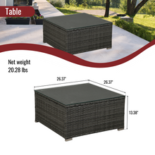 Load image into Gallery viewer, Beefurni Outdoor Garden Patio Furniture 4-Piece Gray PE Rattan Wicker Sectional Red Cushioned Sofa Sets with 1 Beige Pillow