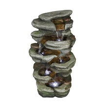 Load image into Gallery viewer, 5-Tier Rock Water Fountain with LED Rockery Cascading Outdoor Waterfall Fountain