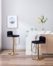 Load image into Gallery viewer, SUPERJARE Bar Stools - Swivel Barstool Chairs with Back, Modern Pub Kitchen Counter Height,velvet