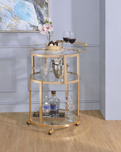 Load image into Gallery viewer, ACME Madelina Serving Cart, Gold & Clear Glass 98286