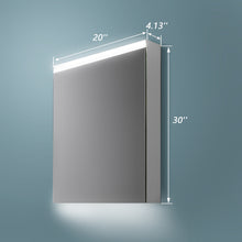 Load image into Gallery viewer, 20\'\'x 30\'\'LED Lighted Bathroom Medicine Cabinet with Mirror, Surface Lighted Medicine Cabinet,Dimmable,Adjustable Shelves,Intelligent Switch Medicine Cabinet, Aluminum Frame,Right opening door