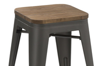 Load image into Gallery viewer, 30" Industrial Metal Vintage Stackable Distressed Counter Bar Stool Wood top- 2
