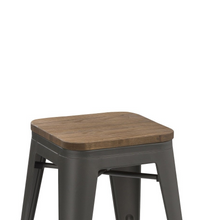 Load image into Gallery viewer, 30" Metal Vintage Gunmetal Rustic Counter Bar Stool Modern Wood seat 4 barstools