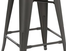 Load image into Gallery viewer, 30" Metal Vintage Gunmetal Rustic Counter Bar Stool Modern Wood seat 4 barstools
