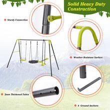 Load image into Gallery viewer, 3 in 1 Metal Swing Set for Backyard, Heavy Duty A-Frame, Height Adjustment