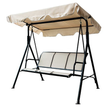 Load image into Gallery viewer, 3-Seater Outdoor Adjustable Canopy Porch Swing Chair for Patio, Garden, Poolside, Balcony w/Armrests, Textilene Fabric, Steel Frame