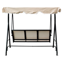 Load image into Gallery viewer, 3-Seater Outdoor Adjustable Canopy Porch Swing Chair for Patio, Garden, Poolside, Balcony w/Armrests, Textilene Fabric, Steel Frame