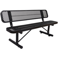 Load image into Gallery viewer, 6 ft. Outdoor Steel Bench with Backrest BLACK