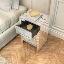 Load image into Gallery viewer, Mirrored Night Stand Bedside Tables Drawer Crystal Diamond Bedside Table Bedroom Furniture with 3-Drawers-Bedside Storage Cabinet Silvery