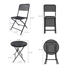 Load image into Gallery viewer, 3-Piece Patio Bistro Set, Metal Folding Outdoor Patio Furniture Sets, Stainless Steel Patio Conversation Set with Folding Patio Round Table and Chairs for Yard, Garden or Balcony