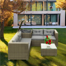 Load image into Gallery viewer, 4 Piece Patio Sectional Wicker Rattan Outdoor Furniture Sofa Set with Storage Box Grey
