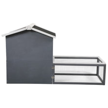 Load image into Gallery viewer, 2-Tier Rabbit Hutch with Large Removable Run, Outdoor Bunny Cage for Backyard, Solid Wood Pet House, Gray and White