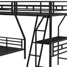 Load image into Gallery viewer, Twin over Full Bunk Bed with a Twin Size Loft Bed attached, with a Desk, Metal, Black