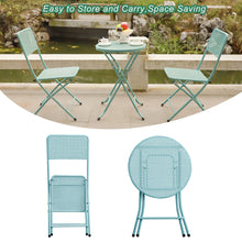Load image into Gallery viewer, 3-Piece Patio Bistro Set, Metal Folding Outdoor Patio Furniture Sets, Stainless Steel Patio Conversation Set with Folding Patio Round Table and Chairs for Yard, Garden or Balcony