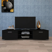 Load image into Gallery viewer, Black TV Stand for 70 Inch TV Stands, Media Console Entertainment Center Television Table, 2 Storage Cabinet with Open Shelves for Living Room Bedroom