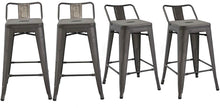 Load image into Gallery viewer, BTEXPERT Industrial 24 inch Rustic Distressed Kitchen Chic Indoor Outdoor Low Back Metal Counter Height Stool