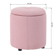 Load image into Gallery viewer, 14.2" Wide Round Storage Ottoman