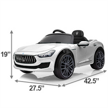 Load image into Gallery viewer, Maserati-Licensed 12V Kids Ride On Car, Electric Vehicle with Remote Control, MP3, USB, Music, Horn, LED Lights, Openable Doors, White