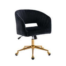 Load image into Gallery viewer, Hengming Home Office Computer Desk Chair ,Velvet Accent Armchair,Adjustable Swivel Task Stool with Gold Plating Base