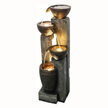 Load image into Gallery viewer, 4-Tier Pots Outdoor Floor Fountain Outdoor Water Fountain for Garden with LED