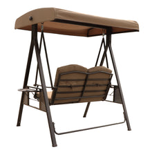 Load image into Gallery viewer, 2-Seat Outdoor Patio Porch Swing Chair, Adjustable Canopy Swing Glider with Weather Resistant Steel Frame, Adjustable Tilt Canopy,Removable Cushions and Pillow Included for Backyard,Beige