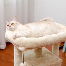 Load image into Gallery viewer, 28.4 Inches Small Cat Tree for Indoor Cats Polyester Plush Cat Tower with Beige Condos, Spacious Perch,Scratching Sisal Posts Plush-covered posts and Replaceable Dangling Balls Beige