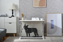 Load image into Gallery viewer, 34" Length Elegant Wooden Structure White Dog Cage Crate, End Table with movable salver, Decorative Dog House Cage Indoor Use, Furniture style, with wide table top.