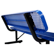 Load image into Gallery viewer, 6 ft. Outdoor Steel Bench with Backrest BLUE