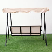 Load image into Gallery viewer, 3-Seater Outdoor Adjustable Canopy Porch Swing Chair for Patio, Garden, Poolside, Balcony w/Armrests, Textilene Fabric, Steel Frame
