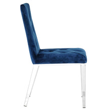Load image into Gallery viewer, Modern luxury home furniture dinning room chairs chrome legs Blue velvet fabric dining chairs(Set of 2)
