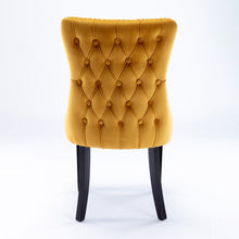 Load image into Gallery viewer, A&A Furniture,Upholstered Wing-Back Dining Chair with Backstitching Nailhead Trim and Solid Wood Legs,Set of 2, Gold